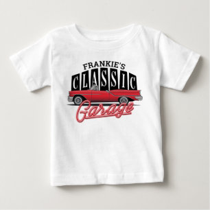 Anpassat NAMN Faux Neon 1950's Classic Car Garage T Shirt