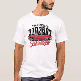 Anpassat NAMN Faux Neon 1950's Classic Car Garage T Shirt