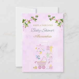Anpassat Namn Fe Pink Vagn Baby Shower