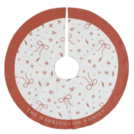 Anpassat namn Festive Red White-jul Julgransmatta Borstad Polyester