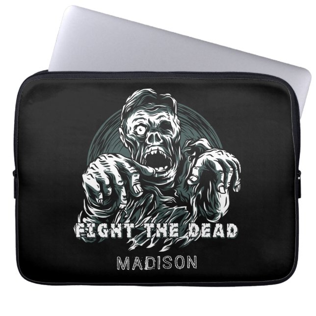 Anpassat namn "Fight the Dead" Zombie-sleever Laptop Fodral (Framsidan)