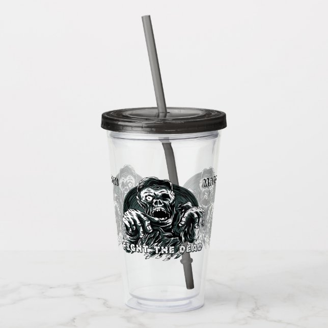 Anpassat namn "Fight the Dead" Zombie tumblers Take Away Mugg (Vänster)