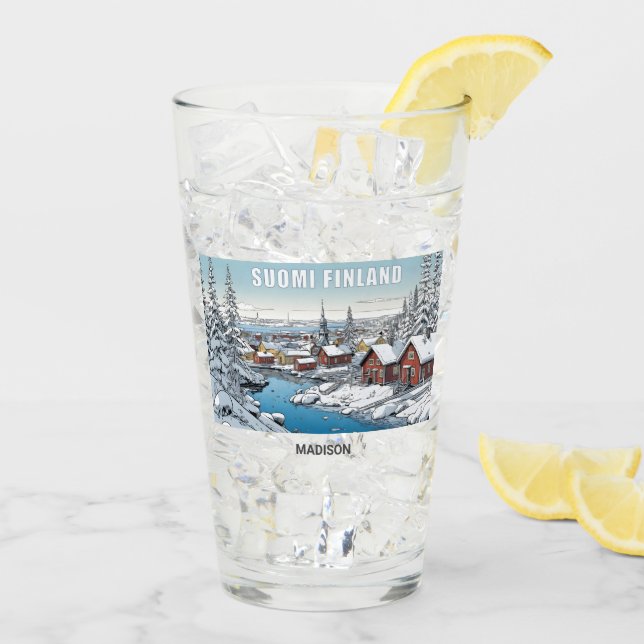 Anpassat namn Finland Winter Illustration Glaskopp (Bakside Is)