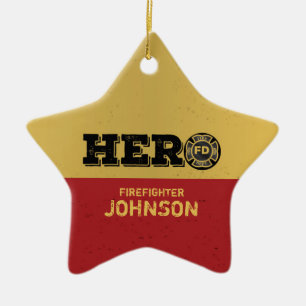 Anpassat namn, Firefighter Hero Julgransprydnad Keramik