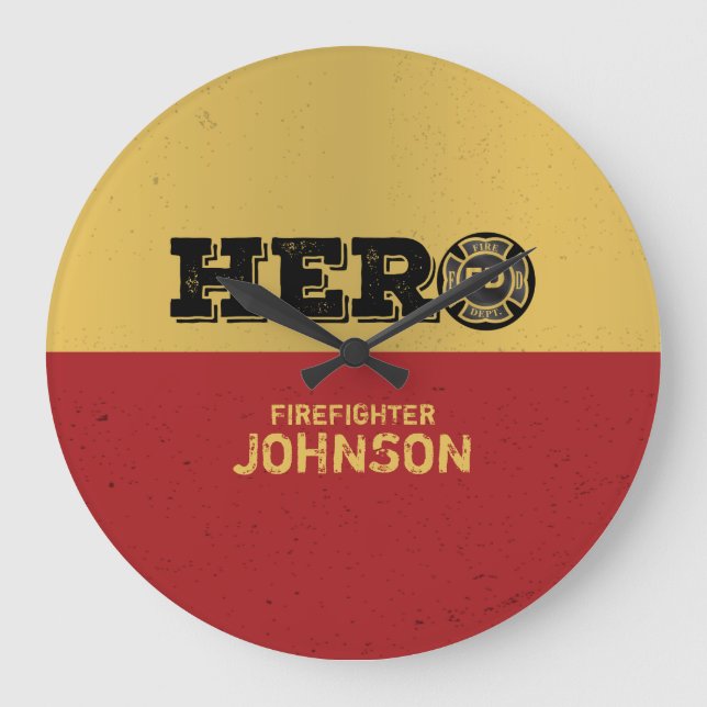 Anpassat namn, Firefighter Hero Stor Klocka (Framsida)