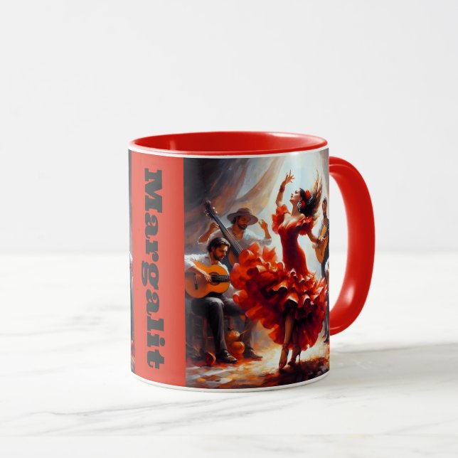Anpassat namn Flamenco Latina Dancing Dance Spansk Mugg (Framsida höger)