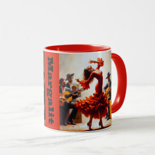 Anpassat namn Flamenco Latina Dancing Dance Spansk Mugg