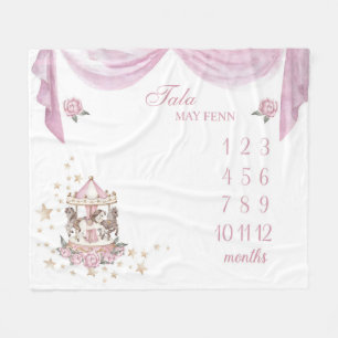 Anpassat namn Flicka Blanket No Marker, Carousel Fleecefilt