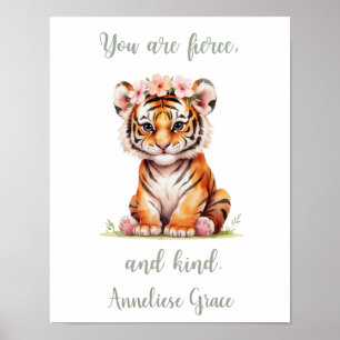 Anpassat namn Flickans Nursery Safari Tiger Positi Poster