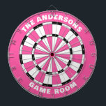 Anpassat namn flickor Rosa Black Dartboard Darttavla<br><div class="desc">Anpassa den här rosa och svart ritytan med din familj namn och spelrum eller fastställt datum osv. Designad av Blackberry Boulevard.</div>