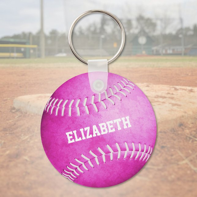 Anpassat namn flickor rosa softball nyckelring (Skapare uppladdad)