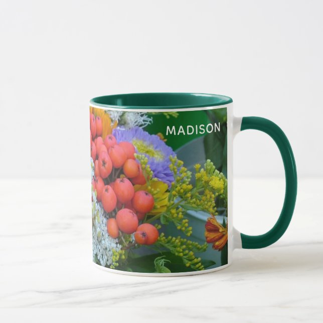 Anpassat namn Flower mugg - stil & färg (Höger)