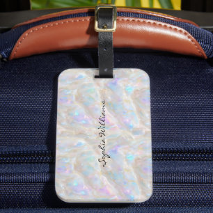 Anpassat namn Fluid Iridescent Guld Opal Girly Bagagebricka