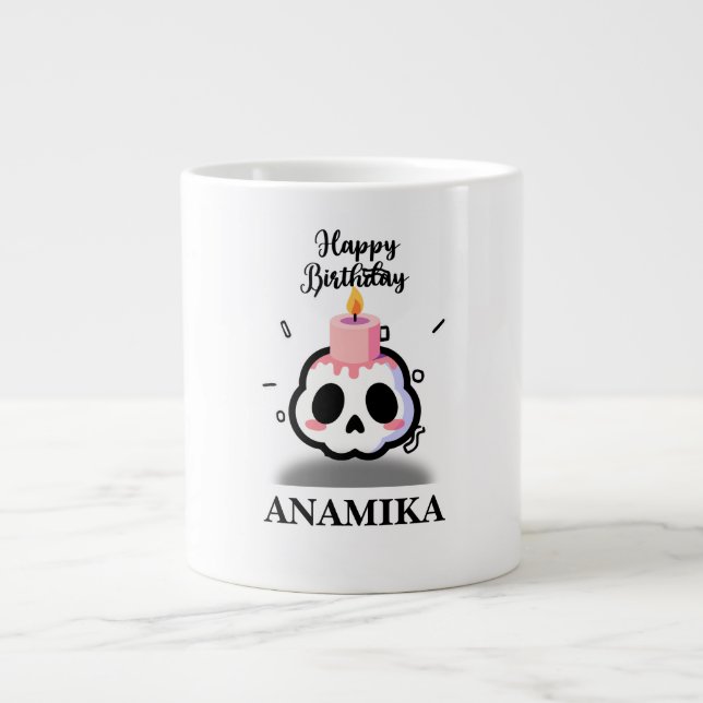 Anpassat Namn Födelsedag Jumbo Mugg (Framsidan)