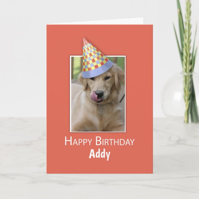 Anpassat namn Födelsedag till Dog Humor Funny Hat Kort (Framsida)