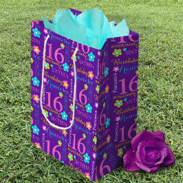 Anpassat namn för 16:e födelsedag lila rosa gult a
