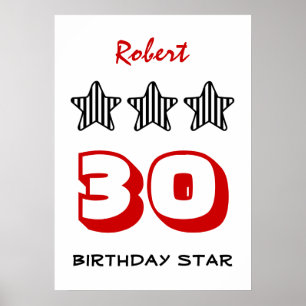 Anpassat namn för 30års födelsedag eller ÅLDER-str Poster