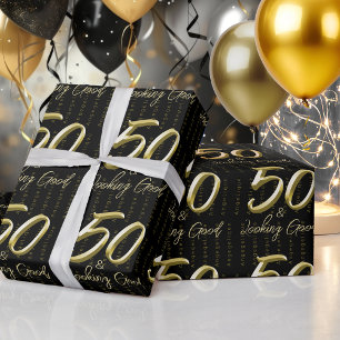 Anpassat namn för 50:e Guld-födelsedag Papper Presentpapper