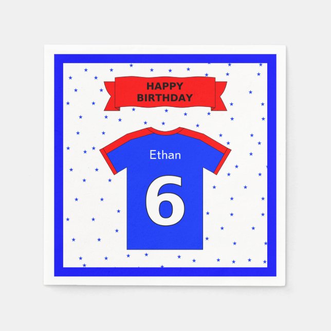 Anpassat namn för 6e födelsedagsfest pappersservett (Framsidan)