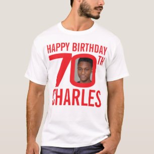 Anpassat namn för 70-årsdag och röd fotomall t shirt