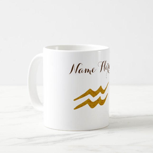Anpassat namn för Aquarius Zodiac-tecken Kaffemugg (Framsida vänster)