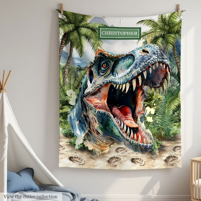 Anpassat namn för arg T-Rex Blanket-Personlig Fleecefilt (Angry T-Rex Blanket Personalized Custom Name)