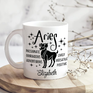 Anpassat namn för Aries Zodiac Horoscope Kaffemugg