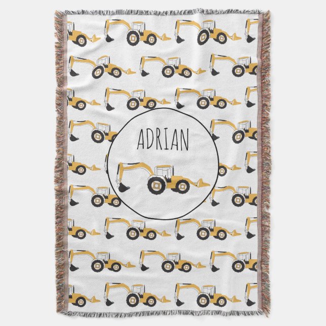 Anpassat namn för Backhoe Construction Lastbil Filt (Framsidan Vertikal)