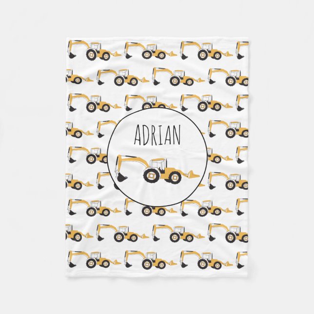 Anpassat namn för Backhoe Construction Lastbil Fleecefilt (Framsidan)