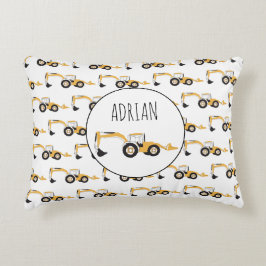 Anpassat namn för Backhoe Construction Lastbil Prydnadskudde