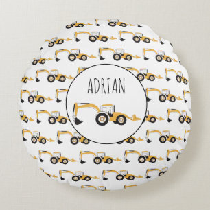 Anpassat namn för Backhoe Construction Lastbil Rund Kudde