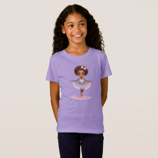 Anpassat namn för Ballerina Girl Blue Rosa Dress T Shirt