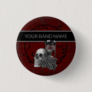 Anpassat namn för Band Merch Skull Ro Sten Roll M Knapp