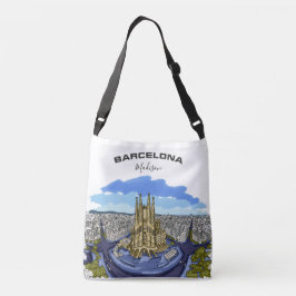 Anpassat namn för Barcelonaillustration tote bags Axelväska