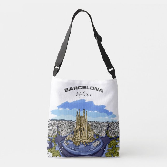 Anpassat namn för Barcelonaillustration tote bags Axelväska (Baksida)