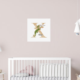 Anpassat namn för barn i Dragon Monogram X Nursery Poster