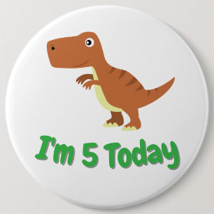 Anpassat namn för barn T-rex Dinosaur Birthday Knapp