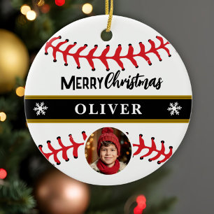 Anpassat namn för Baseball Boll God jul Foto Julgransprydnad Keramik
