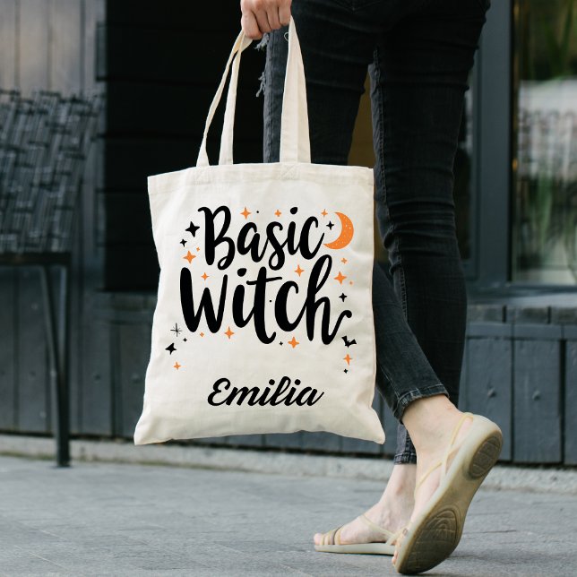 Anpassat namn för Basic Witch Halloween Tote Bag Tygkasse (Skapare uppladdad)