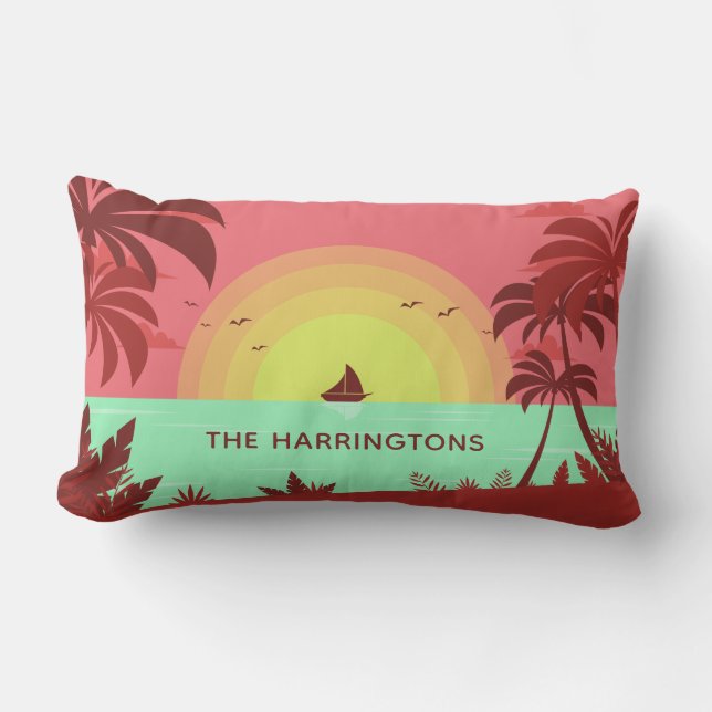 Anpassat namn för Beach Illustration dekorativ kud Lumbarkudde (Framsida)