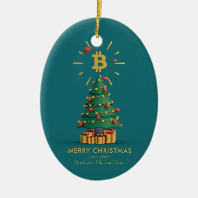 Anpassat namn för Bitcoin God jul Cryptocurrency Julgransprydnad Keramik (Framsidan)