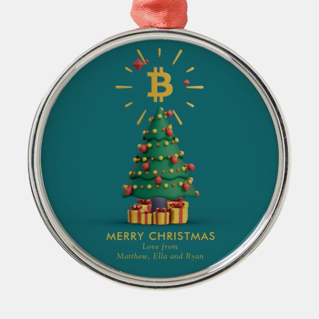 Anpassat namn för Bitcoin God jul Cryptocurrency Julgransprydnad Metall (Framsidan)