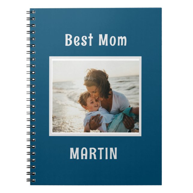Anpassat namn för blå, enkelt foto anteckningsbok (Framsidan)