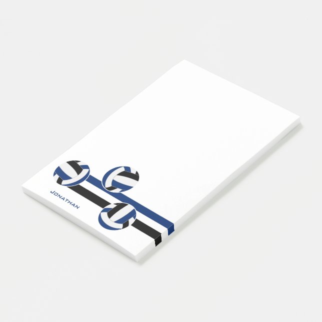 Anpassat namn för blå svart volleybollar post-it block (Vinklad)