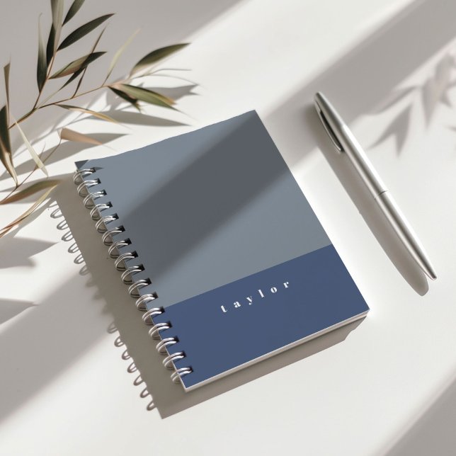 Anpassat namn för blocket Blue Färg - anteckningsb Anteckningsbok (Dusty blue color block personalizable notebook.)