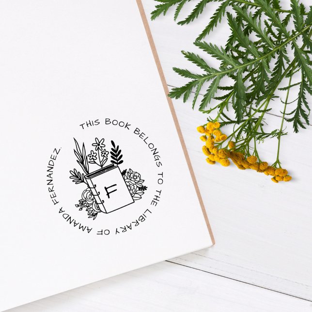 Anpassat namn för blommeriet Bok - första Bibliote Stämpel (Skapare uppladdad)
