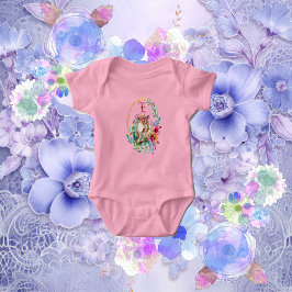 Anpassat namn för blommigt Bunny Painting Egg Mono T Shirt