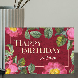 Anpassat namn för blommigt Foto Red Birthday Gift Kort