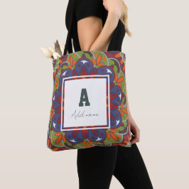 Anpassat namn för blommigt Monogram Mandala Tygkasse
