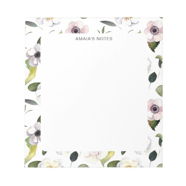 Anpassat namn för Blommigten elegant Anteckningsblock (Framsida)
